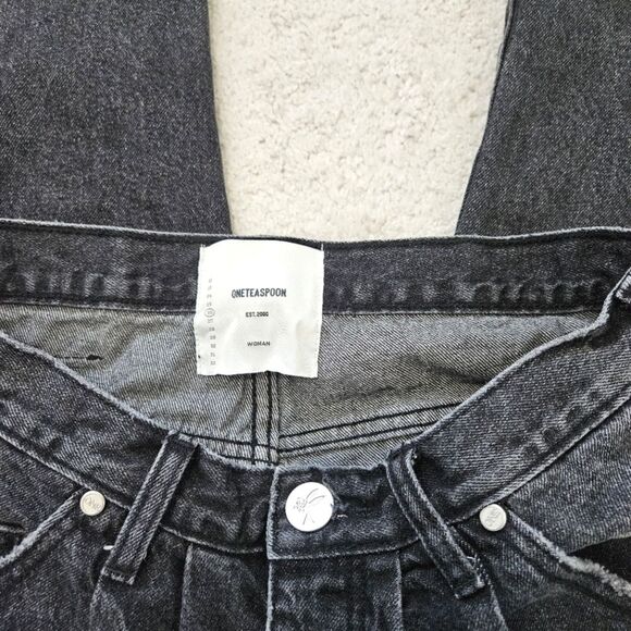 One Teaspoon | Smiths Wide Leg Barrel Denim Jeans Washed Black, Womens 26 - Picture 7 of 7